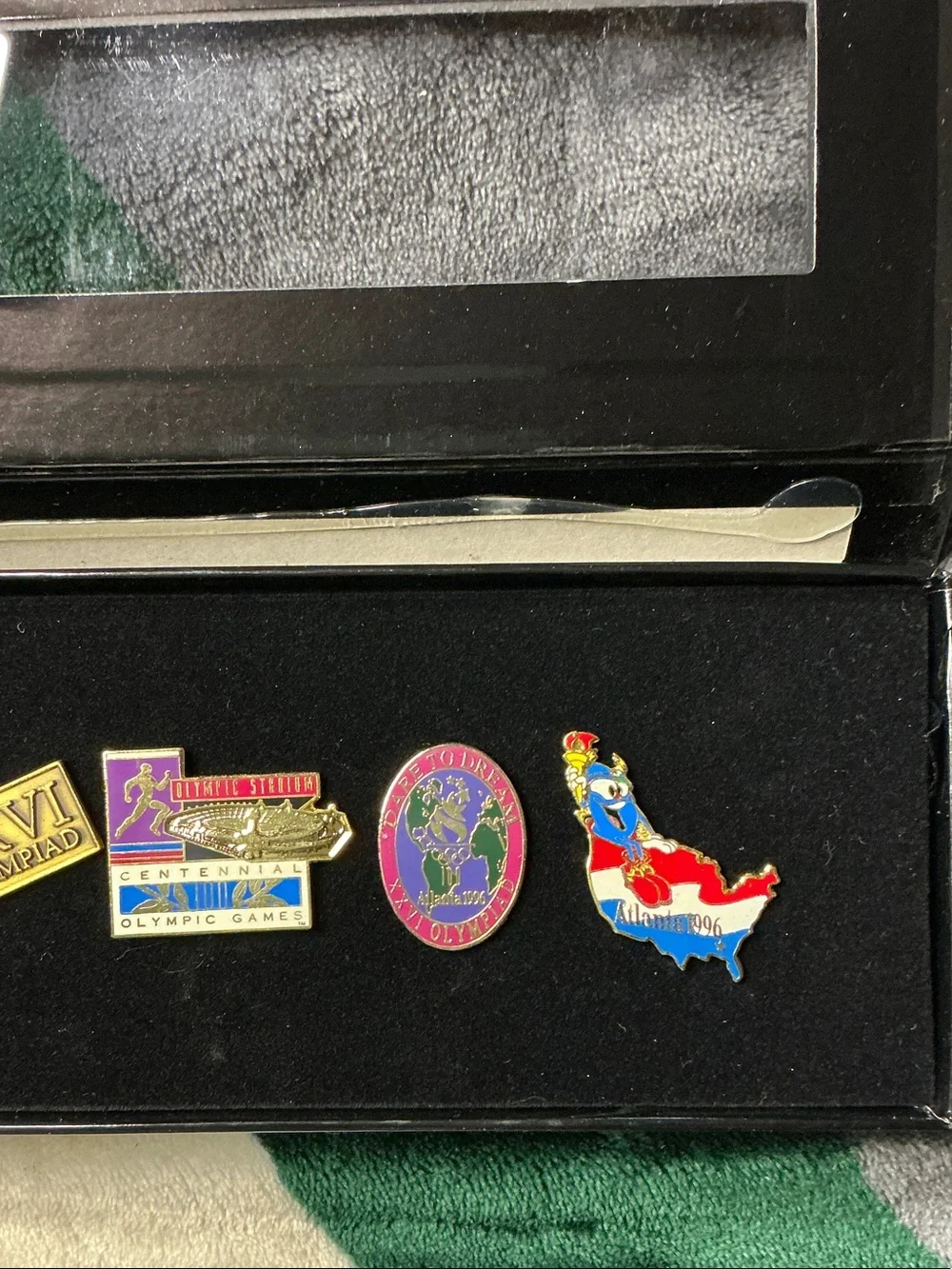 Vintage 1996 Atlanta Centennial Olympic Games 5-Pin Collection Set with Case